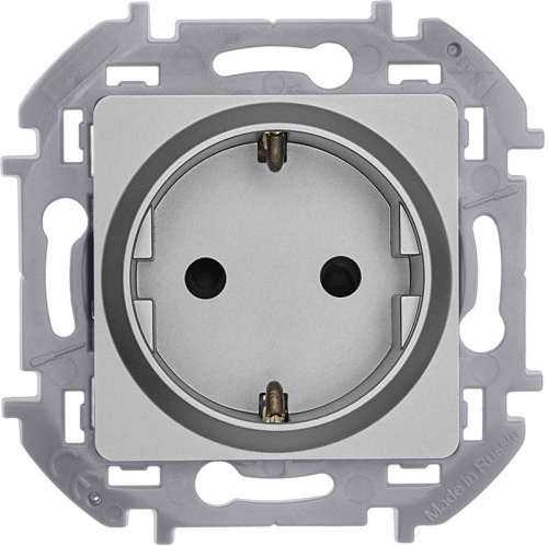 Розетка 1-м СП Inspiria 16А IP20 250В 2P+E защ. шторки немецк. стандарт механизм алюм. Leg 673732 673732