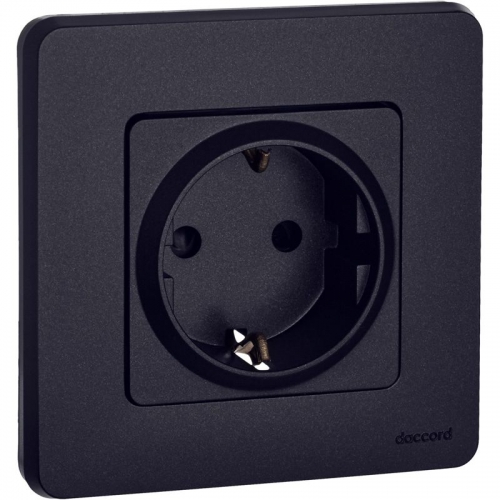Розетка 1-м СП Inspiria 16А IP20 250В 2P+E защ. шторки немецк. стандарт механизм антрацит Leg 673733 673733
