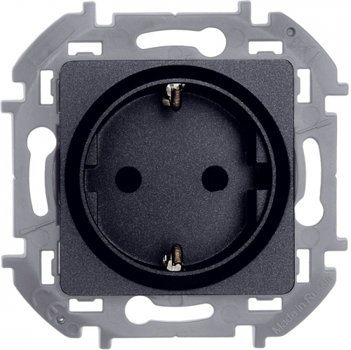 Розетка 1-м СП Inspiria 16А IP20 250В 2P+E защ. шторки немецк. стандарт механизм антрацит Leg 673733 673733