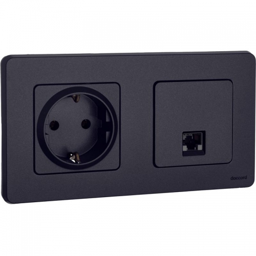 Розетка компьютерная Inspiria RJ45 кат.5E UTP антрацит Leg 673828 673828