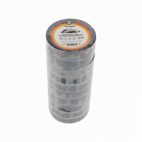 Изолента ПВХ профессиональная 0.18х19мм 20м черн. (уп.10шт) Kranz KR-09-2806 KR-09-2806