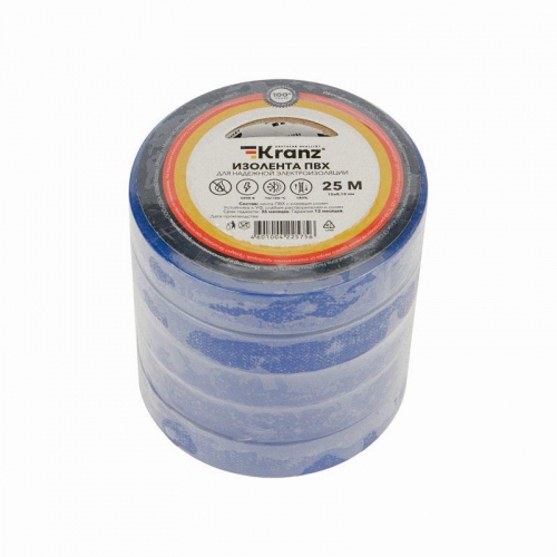 Изолента ПВХ 0.13х15мм 25м син. Kranz KR-09-2105 KR-09-2105