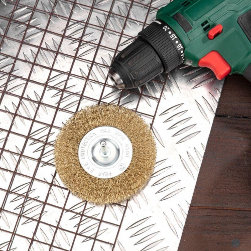 Щетка дисковая для дрели витая латунированная проволока 100мм Kranz KR-91-1231 KR-91-1231