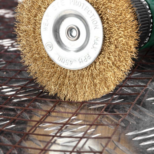 Щетка дисковая для дрели витая латунированная проволока 100мм Kranz KR-91-1231 KR-91-1231