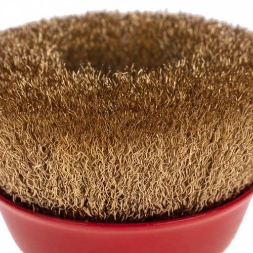 Щетка чашечная для УШМ витая латунированная проволока 125мм М14 Kranz KR-91-1210 KR-91-1210