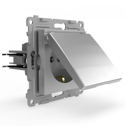 Розетка 1-м СП Pixel 16А IP20 с заземл. защ. шторки с крышкой механизм алюм. TOKOV ELECTRIC TKE-PX-R1ZSW1-C03 TKE-PX-R1ZSW1-C03