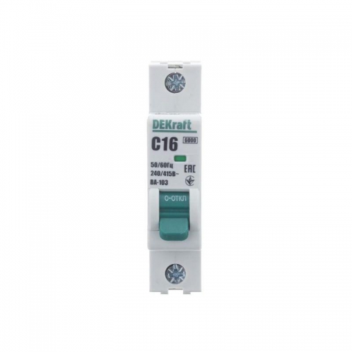 Выключатель автоматический модульный 1п C 16А 6кА ВА-103 DEKraft 12273DEK 12273DEK