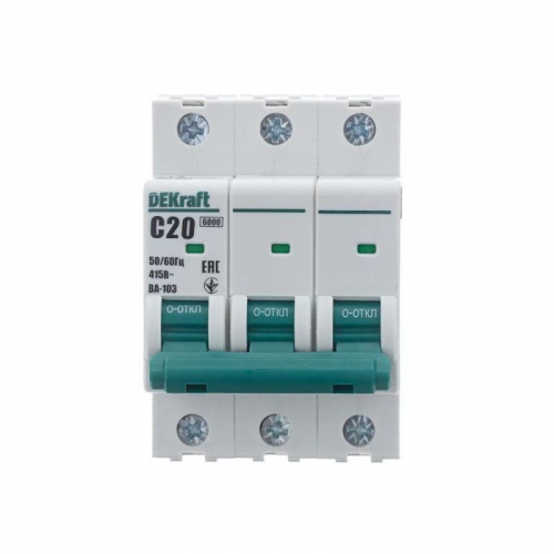 Выключатель автоматический модульный 3п C 20А 6кА ВА-103 SchE 12306DEK 12306DEK