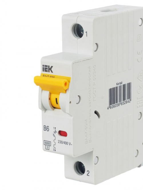 Выключатель автоматический модульный 1п B 6А 6кА ВА47-60M KARAT IEK MVA31-1-006-B MVA31-1-006-B