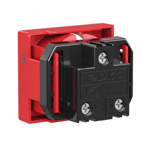 Розетка 1-м СП Viva 2мод. защ. шторки с заземл. красн. DKC 45015 45015