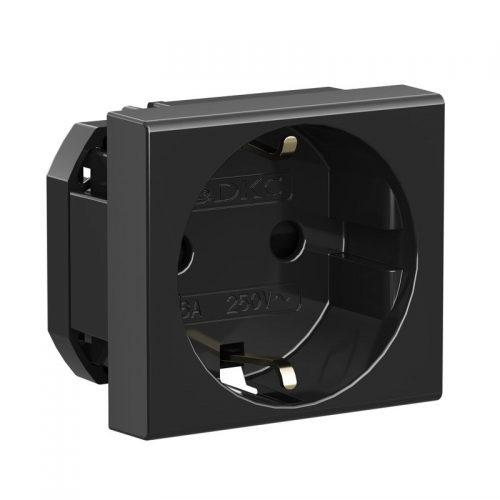 Розетка 1-м 2мод. Viva 16А IP20 2P+E с заземл. защ. шторки черн. DKC 45205 45205