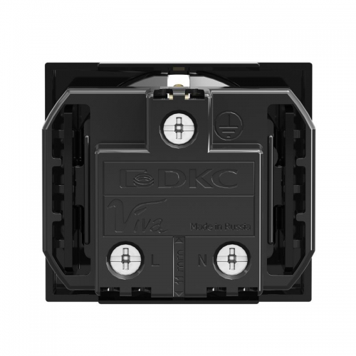 Розетка 1-м 2мод. Viva 16А IP20 2P+E с заземл. защ. шторки черн. DKC 45205 45205