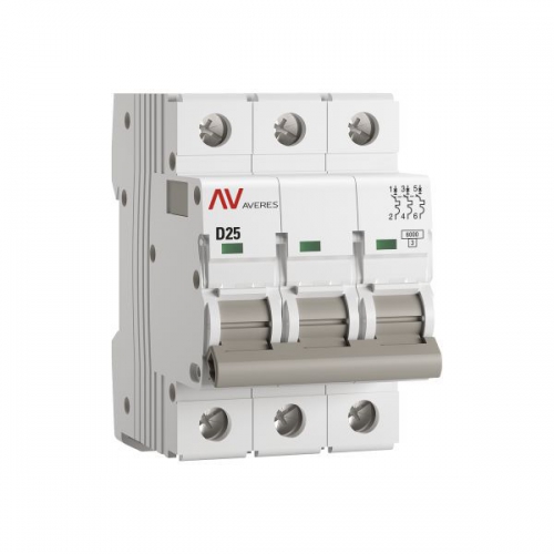 Выключатель автоматический модульный 3п D 25А 6кА AV-6 AVERES EKF mcb6-3-25D-av mcb6-3-25D-av