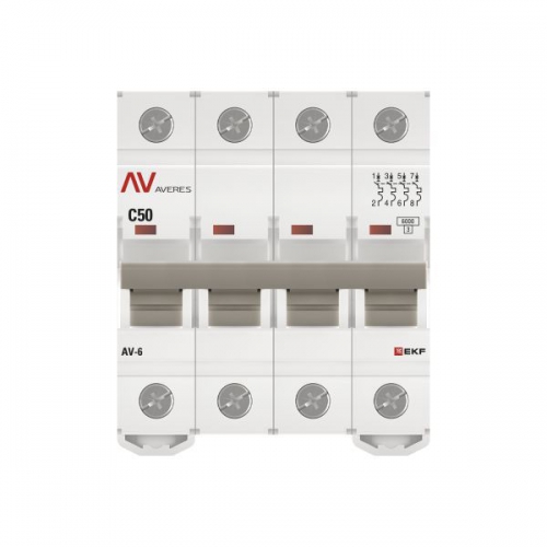 Выключатель автоматический модульный 4п C 50А 6кА AV-6 AVERES EKF mcb6-4-50C-av mcb6-4-50C-av