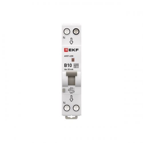 Выключатель автоматический дифференциального тока 1мод. C 10А 30мА тип А 6кА АВДТ-63М (электрон.) PROxima EKF D636EA10C30 D636EA10C30