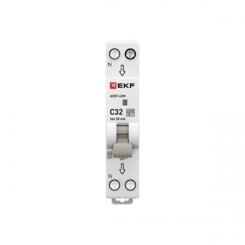 Выключатель автоматический дифференциального тока 1мод. C 32А 30мА тип А 6кА АВДТ-63М (электрон.) PROxima EKF D636EA32C30 D636EA32C30