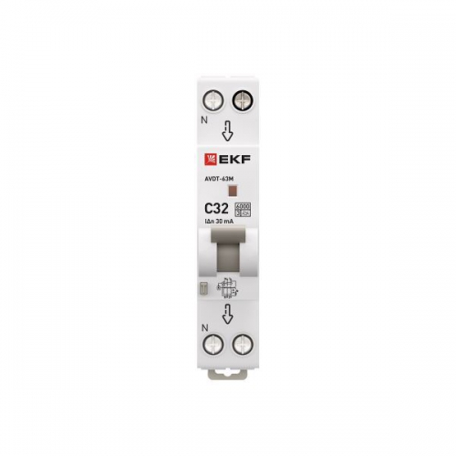 Выключатель автоматический дифференциального тока 1мод. C 32А 30мА тип А 6кА АВДТ-63М (электрон.) PROxima EKF D636EA32C30 D636EA32C30