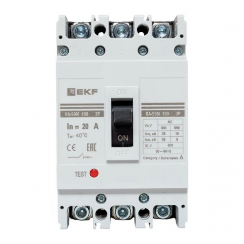 Выключатель автоматический 3п 100/20А 35кА ВА-99М PROxima EKF mccb99-100-20m mccb99-100-20m