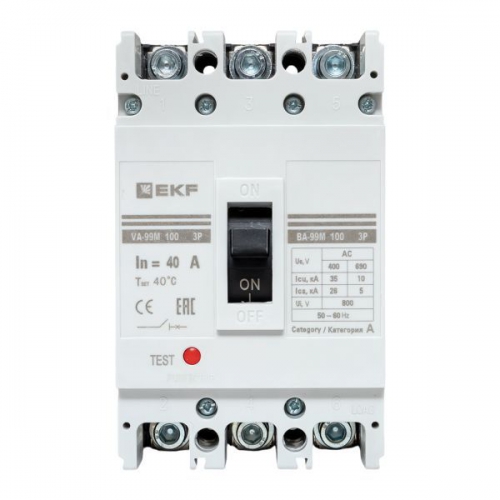Выключатель автоматический 3п 100/40А 35кА ВА-99М PROxima EKF mccb99-100-40m mccb99-100-40m