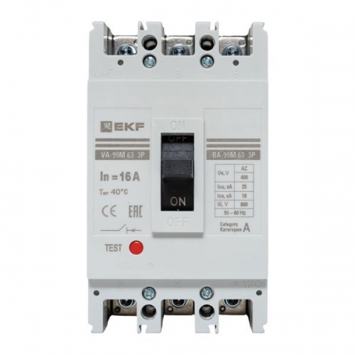 Выключатель автоматический 3п 63/16А 25кА ВА-99М PROxima EKF mccb99-63-16m mccb99-63-16m