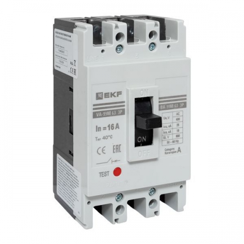 Выключатель автоматический 3п 63/16А 25кА ВА-99М PROxima EKF mccb99-63-16m mccb99-63-16m