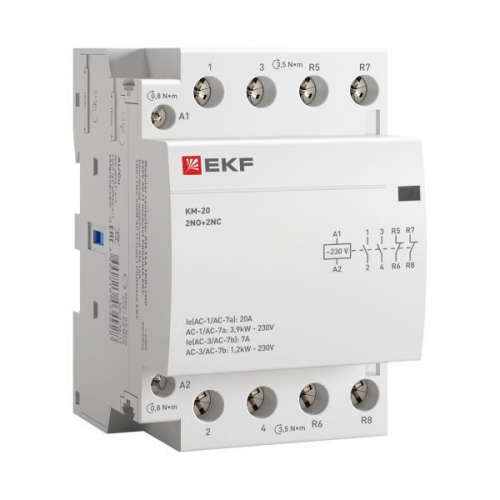 Контактор модульный КМ 20А 2NО+2NC (3 мод.) PROxima EKF km-3-20-22 km-3-20-22