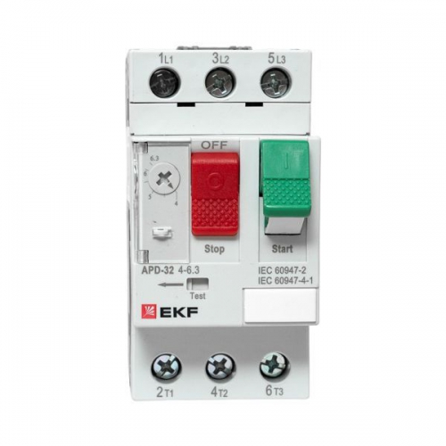 Выключатель автоматический для защиты двигателя АПД-32 4-6.3А EKF apd-me-6.3 apd-me-6.3