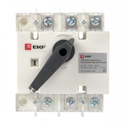 Рубильник-выключатель 3п 100А с рукояткой управления для прямой установки PowerSwitch PROxima EKF psds-100-3 psds-100-3