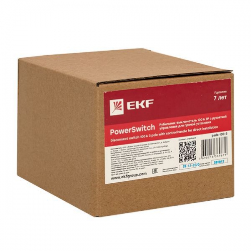 Рубильник-переключатель 3п 100А с рукояткой управления для прямой установки PowerSwitch PROxima EKF pscs-100-3 pscs-100-3