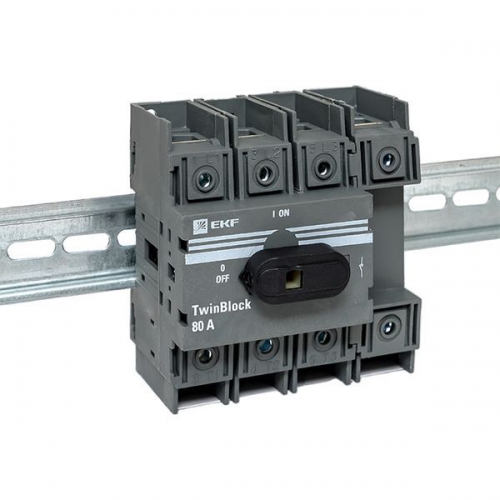 Рубильник 4п 80А с рукояткой управления для прямой установки TwinBlock EKF tb-80-4p-f tb-80-4p-f