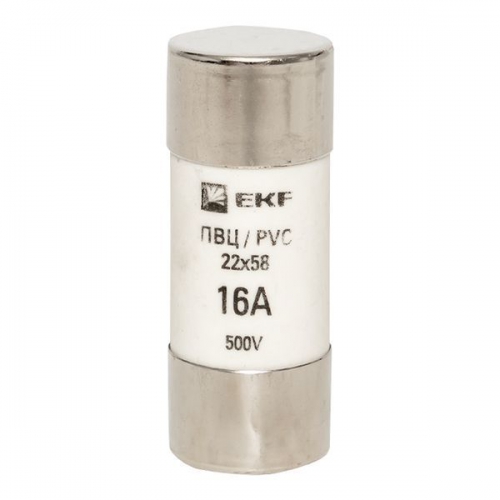 Вставка плавкая цилиндрическая ПВЦ 22х58 16А EKF pvc-22x58-16 pvc-22x58-16