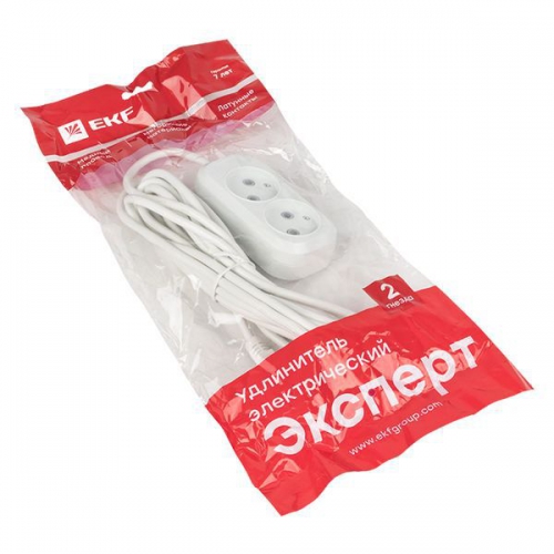 Удлинитель 2х3м без заземл. 10А IP20 Эксперт 2.2кВт ПВС 2х0.75 PROxima EKF UBA10-275-2-03 UBA10-275-2-03