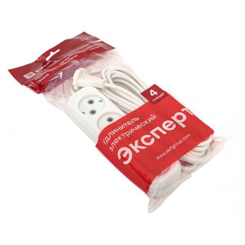 Удлинитель 4х5м без заземл. 10А IP20 Эксперт 2.2кВт ПВС 2х0.75 PROxima EKF UBA10-275-4-05 UBA10-275-4-05