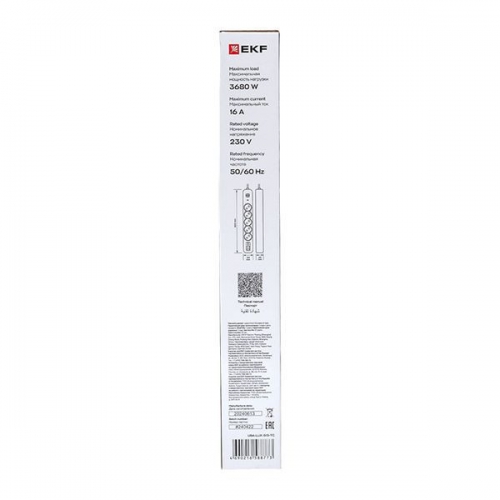 Удлинитель 5х1.5м IP20 2USB 2.4А+2type-C LUX 1.5кв.мм EKF UBA-LUX-515-TC UBA-LUX-515-TC