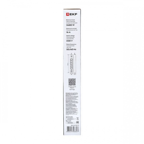 Удлинитель 5х3м IP20 2USB 2.4А+2type-C LUX 1.5кв.мм EKF UBA-LUX-503-TC UBA-LUX-503-TC