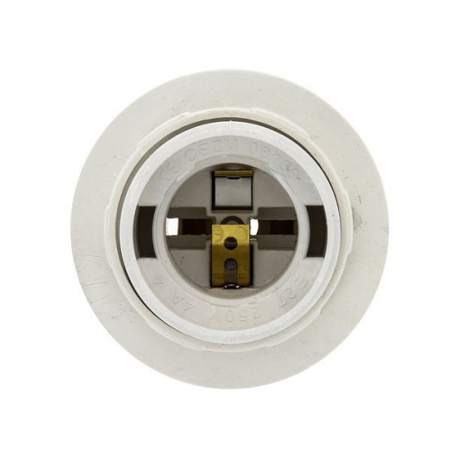 Патрон E27 пластик. с кольцом термостойкий пластик бел. EKF LHP-E27-r LHP-E27-r