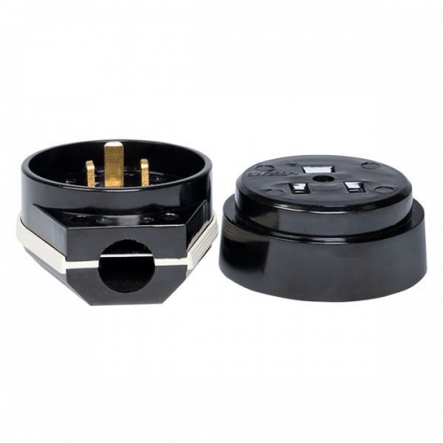 Разъем 1-м ОП РШ-ВШ 32А IP20 250В 2P+PE карболит. черн. PROxima EKF AS-250-O-03 AS-250-O-03