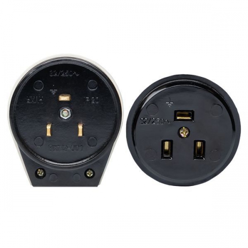 Разъем 1-м ОП РШ-ВШ 32А IP20 250В 2P+PE карболит. черн. PROxima EKF AS-250-O-03 AS-250-O-03