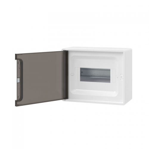 Щиток 8 мод. настенный FRAME с тонированной дверцей с 2 шинами PEN на 6 и 8 отв. бел. DKC F08W1WD F08W1WD