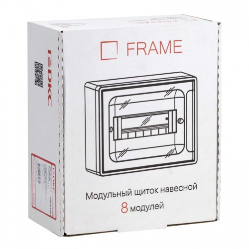 Щиток 8 мод. настенный FRAME с тонированной дверцей с 2 шинами PEN на 6 и 8 отв. бел. DKC F08W1WD F08W1WD