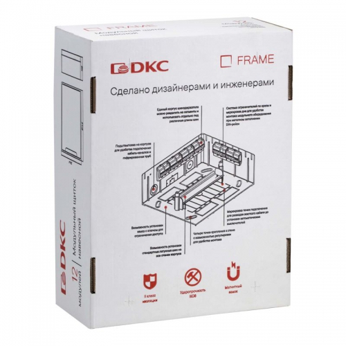 Щиток настенный 12мод. FRAME с тонированной дверцей с 2 шин PEN на 8+6 отверст. бел. DKC F12W1WD F12W1WD