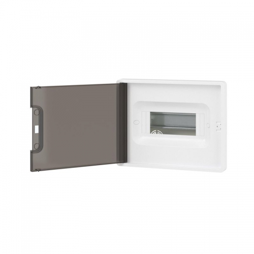 Щиток встраиваемый 8мод. IP41 с тонированной дверцей с 2 шинами PEN на 6 и 8 отверст. бел. DKC F08B1WD F08B1WD