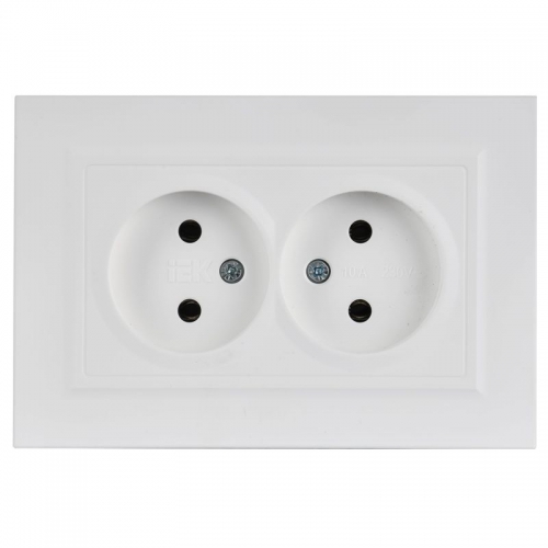 Розетка 2-м СП BRITE РС12-2-БрАБ 10А в сборе без заземл. без защ. шторок арктич. бел. IEK BR-R20-10-K91-F BR-R20-10-K91-F