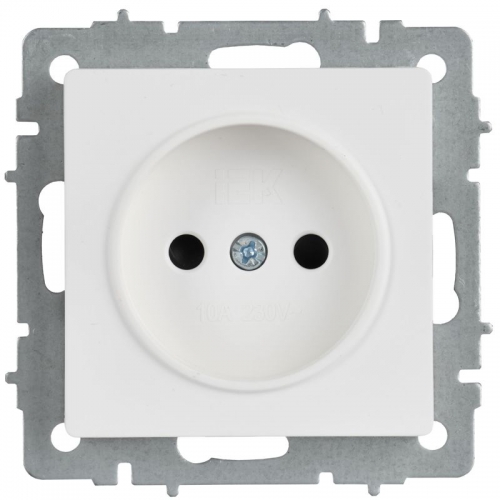 Розетка BRITE РС10-1-0-БрАБ 10А без заземл. без защ. шторок механизм арктич. бел. IEK BR-R10-10-K91 BR-R10-10-K91