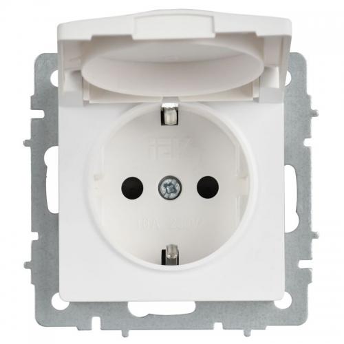 Розетка BRITE РСбш10-3-БрАБ 16А IP20 с заземл. защ. шторки с крышкой механизм арктич. бел. IEK BR-R16-16-K91 BR-R16-16-K91