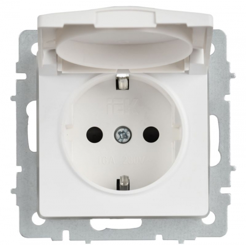 Розетка BRITE РСбш10-3-44-БрАБ 16А IP44 с заземл. защ. шторки с крышкой механизм арктич. бел. IEK BR-R16-16-44-K91 BR-R16-16-44-K91