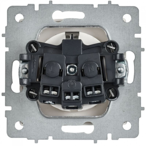 Розетка BRITE РС11-1-0-БрАБ 16А с заземл. без защ. шторок механизм арктич. бел. IEK BR-R11-16-K91 BR-R11-16-K91