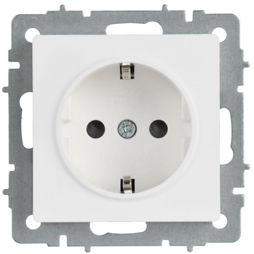 Розетка BRITE РС14-1-0-БрАБ 16А с заземл. защ. шторки механизм арктич. бел. IEK BR-R14-16-K91 BR-R14-16-K91