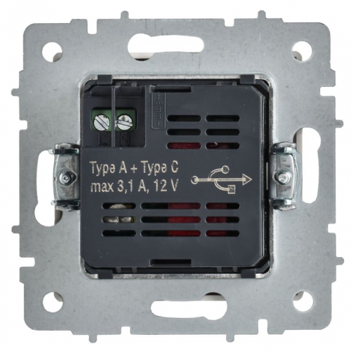 Розетка BRITE РЮ11-1-БрАБ 18Вт USB A+C механизм арктич. бел. IEK BR-U22-018-K91 BR-U22-018-K91