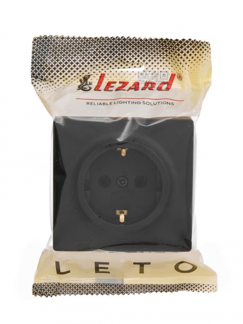 Розетка 1-м ОП LETO с заземл. ПБТ черн. бархат LEZARD 752-4200-122B 752-4200-122B